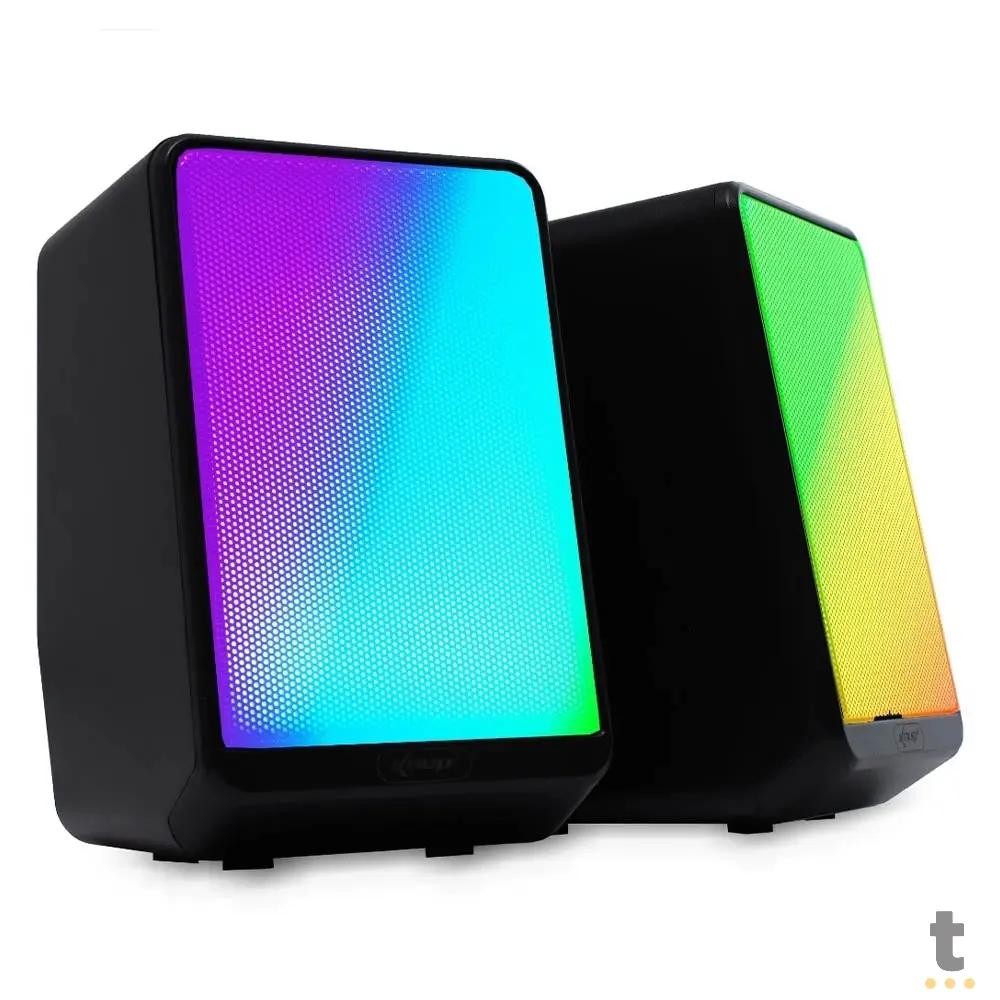 Caixa De Som Knup Horus 2.0 Multimidia 6W C/ Led RGB Usb e P2 - RO839 Truedata